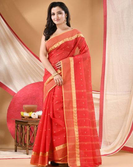 DESH BIDESH Woven Design Zari Pure Cotton Jamdani Saree