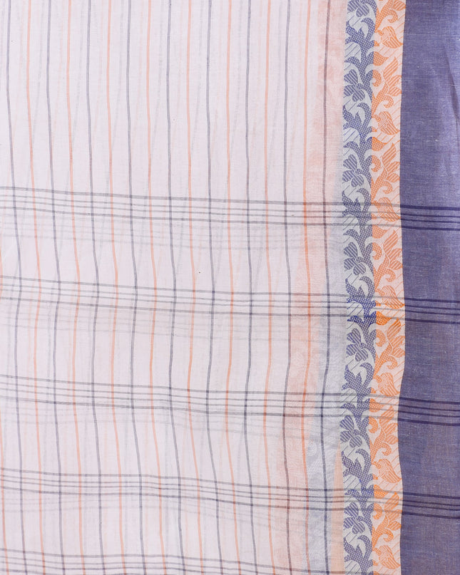 Women Tant cotton saree for woman party, wear sarees cotton georgette handloom wedding new chiffon collection sarees for women latest, Chitralekha design (Blue Orange)