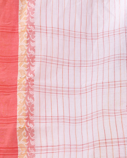 Women Tant cotton saree for woman party, wear sarees cotton georgette handloom wedding new chiffon collection sarees for women latest, Chitralekha design (Red Orange)