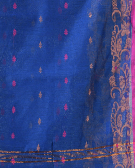 Women cotton silk tant handloom saree mysore party, wear sarees latest, design wedding, banarasi design georgette saree soft silk cotton MidNight Zari sarees for women (Blue)