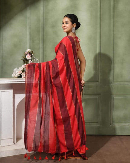dB DESH BIDESH Women`s Cotton saree for woman Rangili Design Gold Zari Tone Daily Office Party, Wear Soft Cotton Silk Saree With Blouse Piece