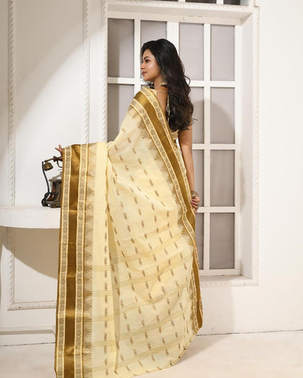 dB DESH BIDESH Women Traditional Pure Handloom Tant Cotton saree for woman KolkaMandir Latest, Design Without Blouse Piece