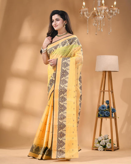 dB DESH BIDESH Cotton Saree For Woman Karupallav Design Border Traditional Tant Handloom Cotton Saree For Women Latest, Design Daily Wear Sari for Women Without Blouse Piece