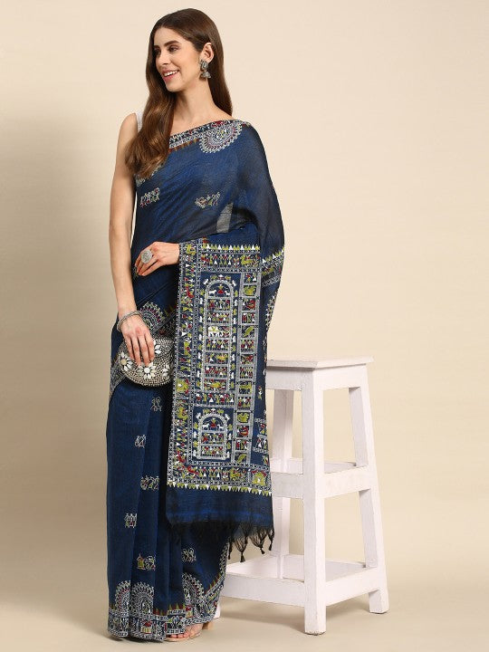 DESH BIDESH Warli Pure Cotton Taant Saree