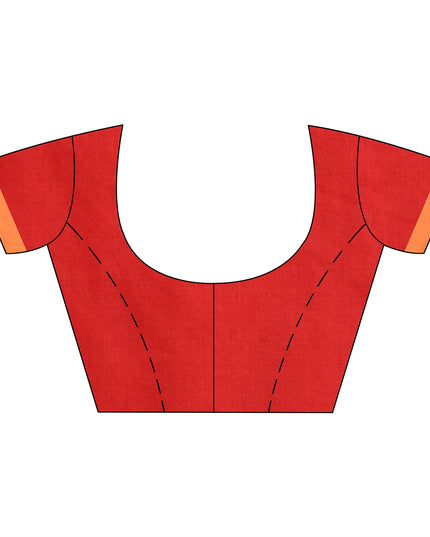 DESH BIDESH  Handloom Pure Cotton Saree Abhiprithi Design Without Blouse Piece 5.8 Mtr Red