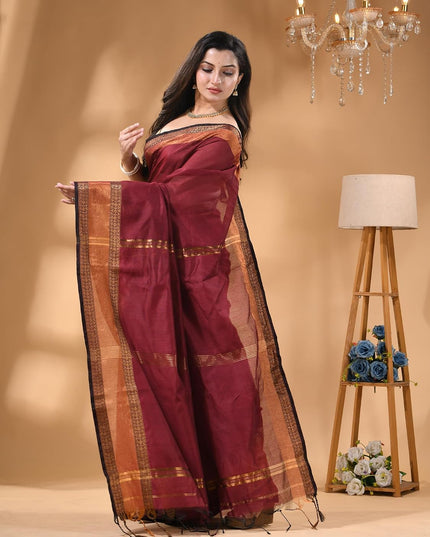 dB DESH BIDESH Women's Soft Silk Saree For festival Party, Wear Cotton Silk Noor-E-Rang Gold Zari Border Style Sari With Blouse Piece