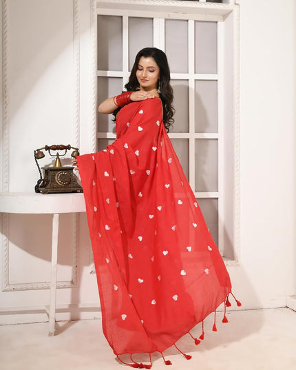 dB DESH BIDESH Women`s Soft Cotton Linen Embroidery Work Saree Mul Cotton Saree For Woman Dilruba Latest, Design Sarees With Blouse Piece