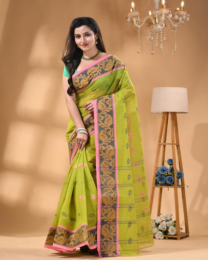 dB DESH BIDESH Cotton Saree For Woman Kolka Loom Design Border Traditional Tant Handloom Cotton Saree For Women Latest, Design Daily Wear Sari for Women Without Blouse Piece
