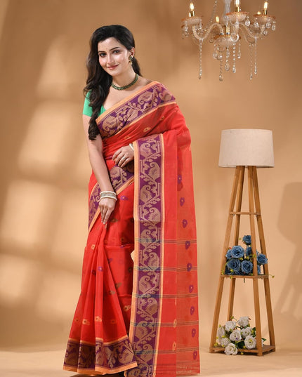 dB DESH BIDESH Cotton Saree For Woman Kolka Loom Design Border Traditional Tant Handloom Cotton Saree For Women Latest, Design Daily Wear Sari for Women Without Blouse Piece