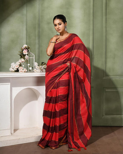 dB DESH BIDESH Women`s Cotton saree for woman Rangili Design Gold Zari Tone Daily Office Party, Wear Soft Cotton Silk Saree With Blouse Piece