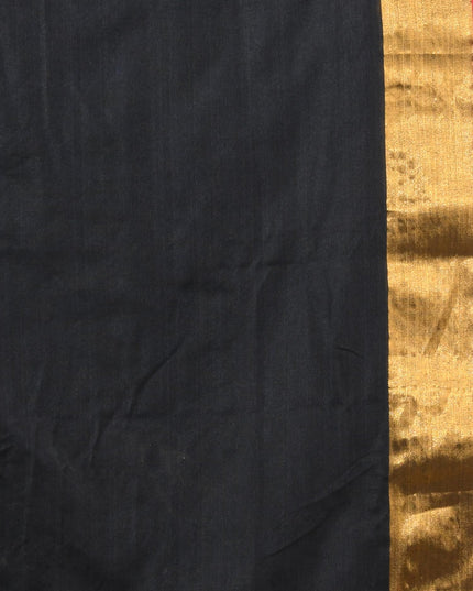 dB DESH BIDESH Women`s Soft Cotton Linen Silk Saree Pure Handloom Mul Cotton Saree For Women Black Affair Latest, Design Gold Zari Border Sarees With Blouse Piece