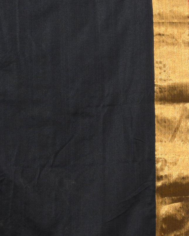 dB DESH BIDESH Women`s Soft Cotton Linen Silk Saree Pure Handloom Mul Cotton Saree For Women Black Affair Latest, Design Gold Zari Border Sarees With Blouse Piece