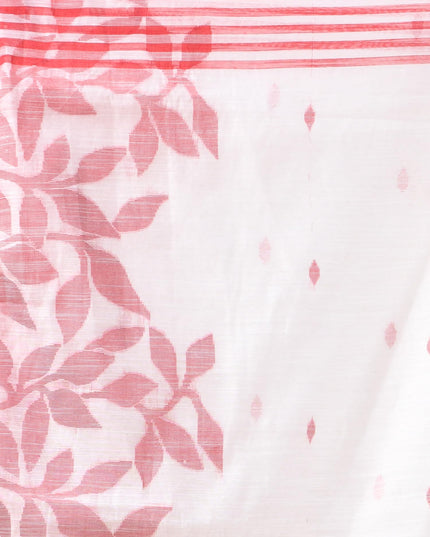 dB DESH BIDESH Women`s Cotton Linen Saree with Unstitched Blouse Piece and Floral Printed Pattern | Women Saree for Special Occasion | Stylish Fancy Cotton Silk Sarees (White Saree)
