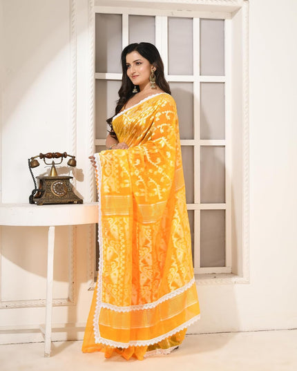 dB DESH BIDESH Women's Cotton Silk Soft Jamdani Saree Fancy Lace Border Jamdani Sarees For Women Without Blouse Piece