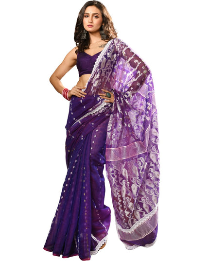 dB DESH BIDESH Women's Cotton Silk Soft Jamdani Saree Fancy Lace Border Jamdani Sarees For Women Without Blouse Piece