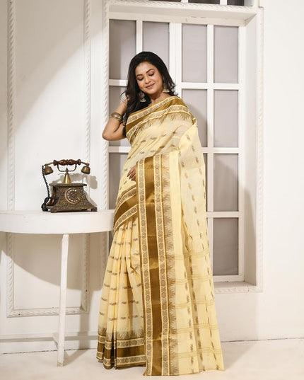 dB DESH BIDESH Women Traditional Pure Handloom Tant Cotton saree for woman KolkaMandir Latest, Design Without Blouse Piece