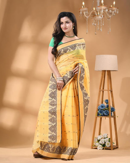 dB DESH BIDESH Cotton Saree For Woman Karupallav Design Border Traditional Tant Handloom Cotton Saree For Women Latest, Design Daily Wear Sari for Women Without Blouse Piece