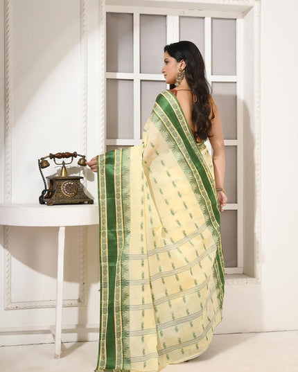 dB DESH BIDESH Women Traditional Pure Handloom Tant Cotton saree for woman KolkaMandir Latest, Design Without Blouse Piece