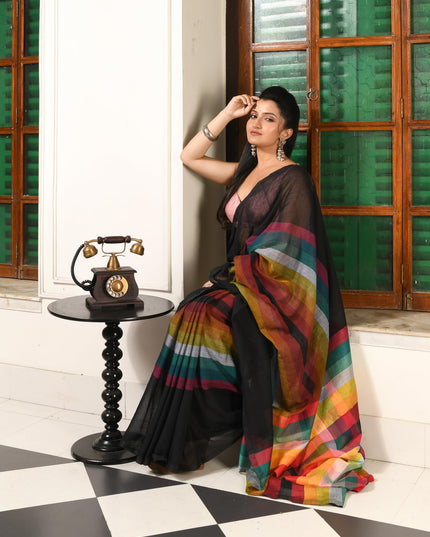 dB DESH BIDESH Women`s Cotton Saree For Woman Festival Royal Rainbow Design Soft Mul Cotton Sarees for Women With Blouse Piece
