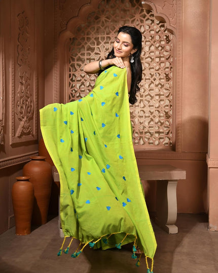 dB DESH BIDESH Women`s Soft Cotton Linen Embroidery Work Saree Mul Cotton Saree For Woman Dilruba Latest, Design Sarees With Blouse Piece