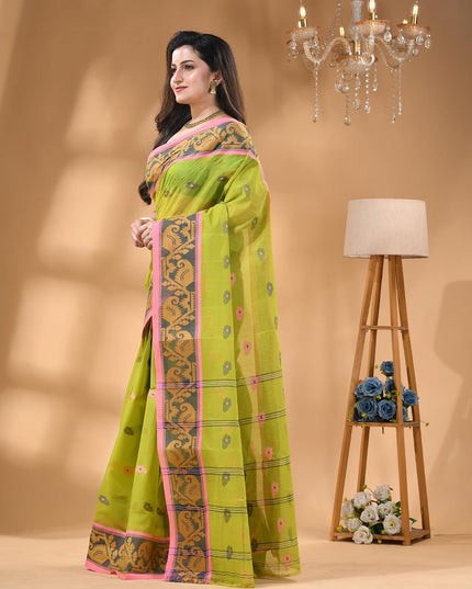 dB DESH BIDESH Cotton Saree For Woman Kolka Loom Design Border Traditional Tant Handloom Cotton Saree For Women Latest, Design Daily Wear Sari for Women Without Blouse Piece