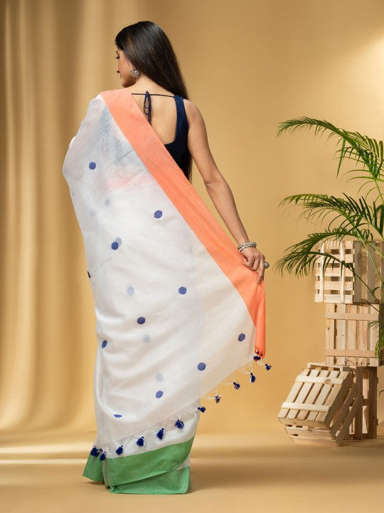 DESH BIDESH Women's Luxurious Pure Handloom Cotton Saree with Unstitched Blouse Piece