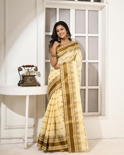 dB DESH BIDESH Women Traditional Pure Handloom Tant Cotton saree for woman KolkaMandir Latest, Design Without Blouse Piece