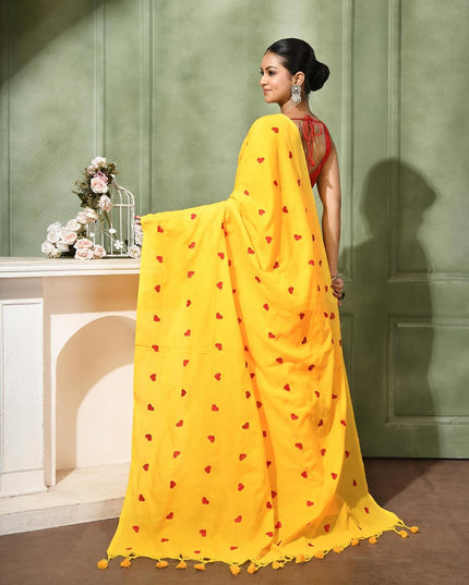 dB DESH BIDESH Women`s Soft Cotton Linen Embroidery Work Saree Mul Cotton Saree For Woman Dilruba Latest, Design Sarees With Blouse Piece
