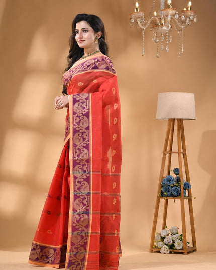 dB DESH BIDESH Cotton Saree For Woman Kolka Loom Design Border Traditional Tant Handloom Cotton Saree For Women Latest, Design Daily Wear Sari for Women Without Blouse Piece