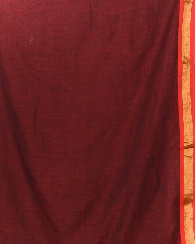 dB DESH BIDESH Women`s Mul Cotton Sarees Soft Zari Fancy Roshni Latest, Design Party, Wear Cotton Silk Saree For Woman With Blouse Piece (Canberry Red Golden)