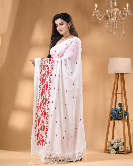 dB DESH BIDESH Women`s Cotton Saree For Woman Pallavika Embroidery Saree Design Soft Cotton Silk Fancy Lace Border Saree with Blouse