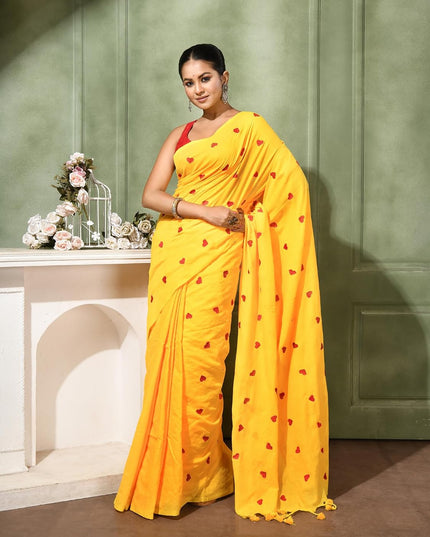 dB DESH BIDESH Women`s Soft Cotton Linen Embroidery Work Saree Mul Cotton Saree For Woman Dilruba Latest, Design Sarees With Blouse Piece