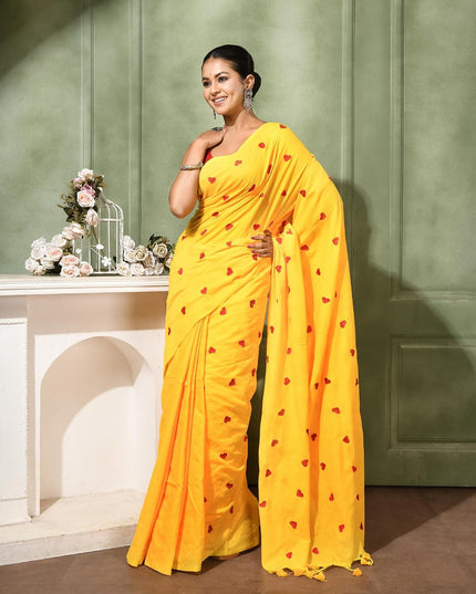 dB DESH BIDESH Women`s Soft Cotton Linen Embroidery Work Saree Mul Cotton Saree For Woman Dilruba Latest, Design Sarees With Blouse Piece