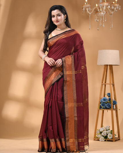 dB DESH BIDESH Women's Soft Silk Saree For festival Party, Wear Cotton Silk Noor-E-Rang Gold Zari Border Style Sari With Blouse Piece