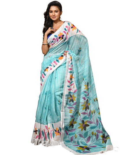 dB DESH BIDESH Women`s Saree for Woman Cotton Blend Bonolika Printed Soft Silk Cotton Silk Daily Office wear Women Saree with Blouse Piece
