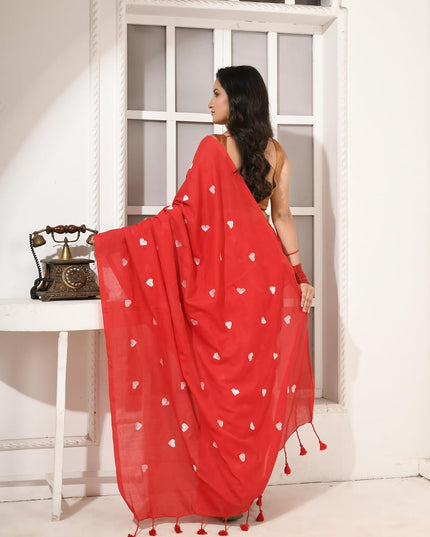 dB DESH BIDESH Women`s Soft Cotton Linen Embroidery Work Saree Mul Cotton Saree For Woman Dilruba Latest, Design Sarees With Blouse Piece