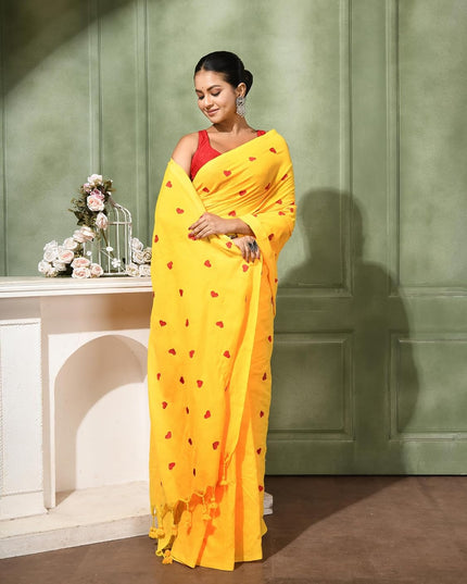 dB DESH BIDESH Women`s Soft Cotton Linen Embroidery Work Saree Mul Cotton Saree For Woman Dilruba Latest, Design Sarees With Blouse Piece