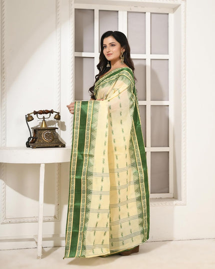dB DESH BIDESH Women Traditional Pure Handloom Tant Cotton saree for woman KolkaMandir Latest, Design Without Blouse Piece