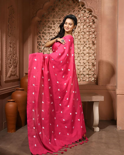 dB DESH BIDESH Women`s Soft Cotton Linen Embroidery Work Saree Mul Cotton Saree For Woman Dilruba Latest, Design Sarees With Blouse Piece