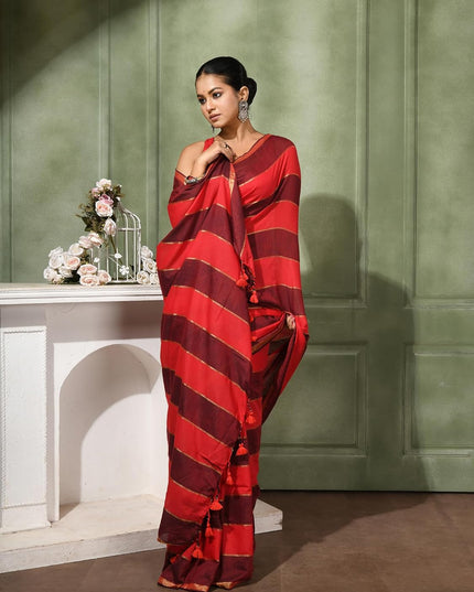 dB DESH BIDESH Women`s Cotton saree for woman Rangili Design Gold Zari Tone Daily Office Party, Wear Soft Cotton Silk Saree With Blouse Piece