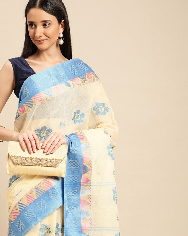 DESH BIDESH Ethnic Motifs Pure Cotton Taant Saree