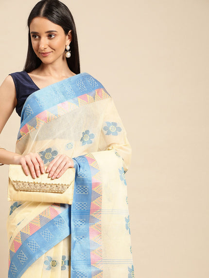 DESH BIDESH Ethnic Motifs Pure Cotton Taant Saree