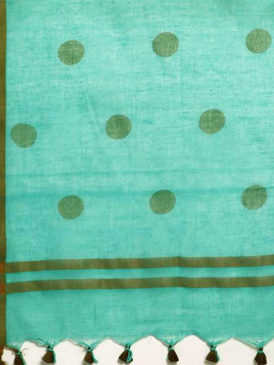 DESH BIDESH Polka Dots Pure Cotton Taant Saree