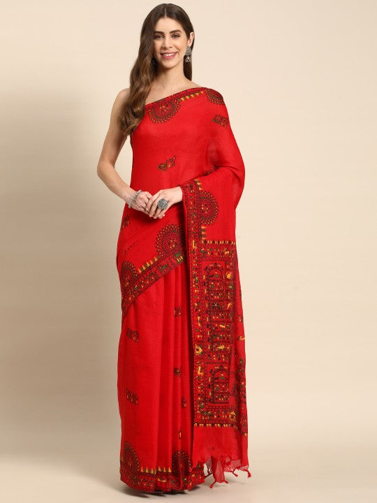 DESH BIDESH Warli Pure Cotton Taant Saree