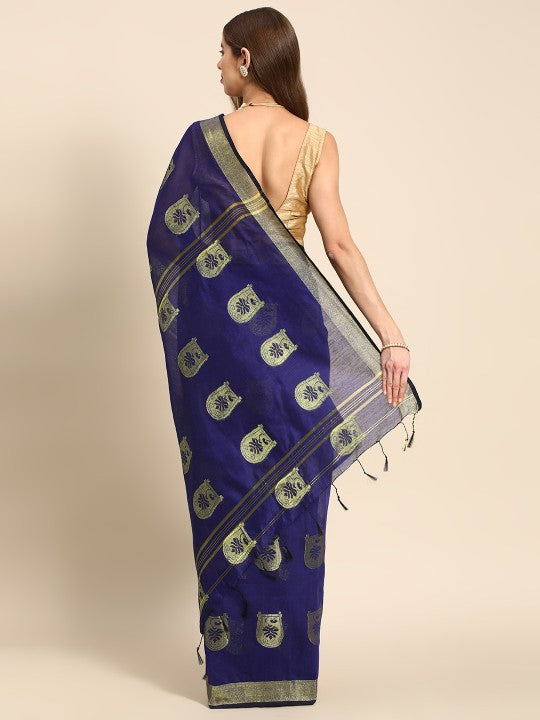 DESH BIDESH Ethnic Motifs Zari Taant Saree