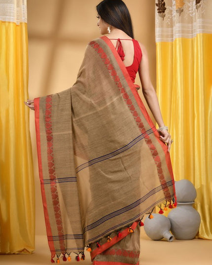 DESH BIDESH Bengali Pure Cotton Handloom Taant Saree