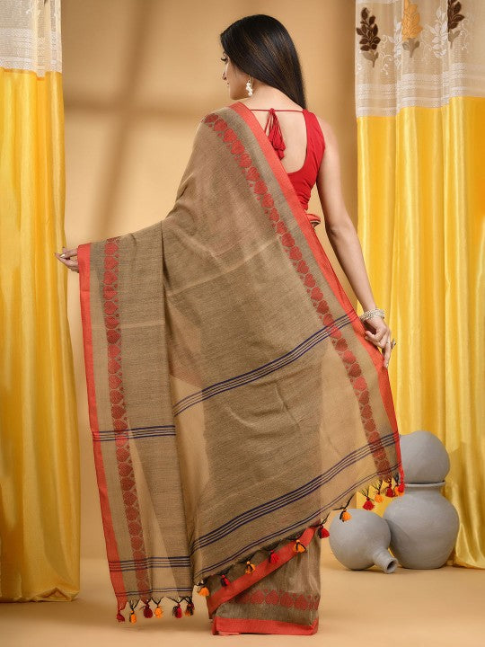 DESH BIDESH Bengali Pure Cotton Handloom Taant Saree