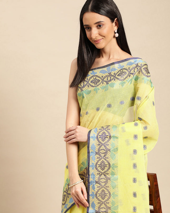 DESH BIDESH Ethnic Motifs Pure Cotton Taant Saree