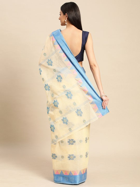 DESH BIDESH Ethnic Motifs Pure Cotton Taant Saree