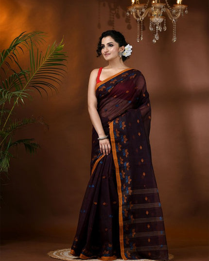 DESH BIDESH Women's Woven Design Pure Cotton Taant Saree for Elegant Occasions